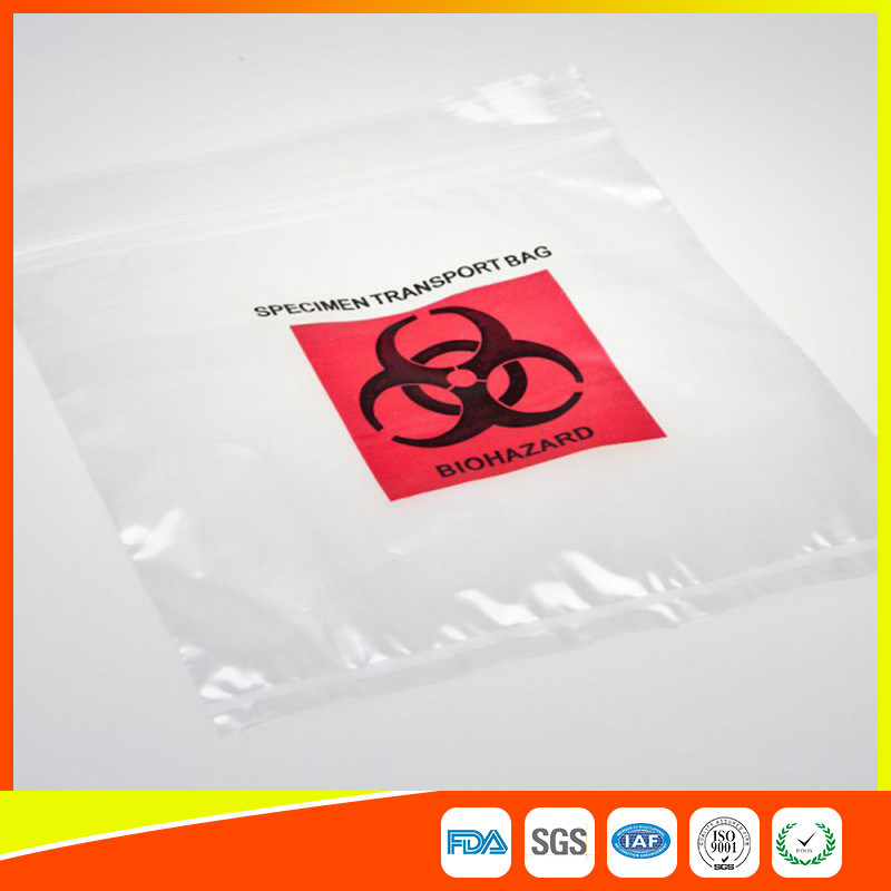 Plastic Clear Biohazard Bags Kangaroo Bags For Lab Medical Use With Zipper Top