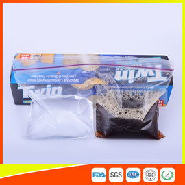 China 2 Sections In 1 Bag Clear Reusable Food Storage Bags With Zipper Top supplier