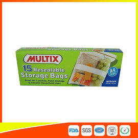 China Supermarket Plastic Food Storage Bags / Zip Up Storage Bags Resealable Food Safe supplier
