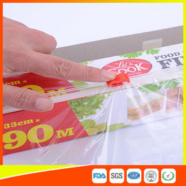 China Transparent Food Wrap PE Cling Film With Slider Cutter 90m Length supplier