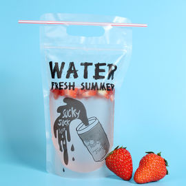 China Plastic Beverage Juice Stand Up Ziplock Bags With Hanging Holes , 450-500ml supplier