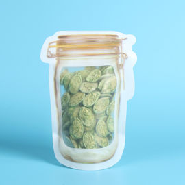 China Household Reusable Stand Up Ziplock Bags Food Can Shaped Plastic Packaging Bag / Mason Jar supplier